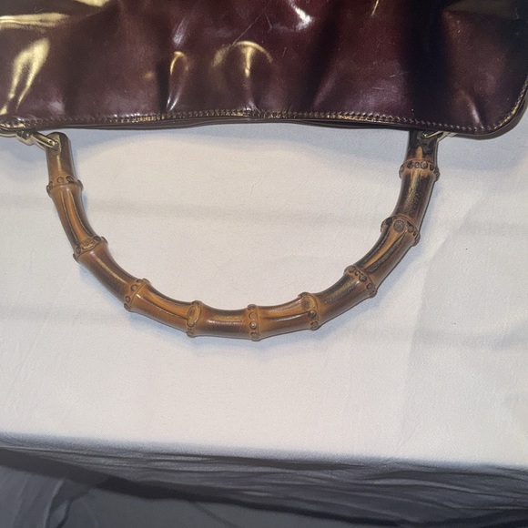 GUCCI Medium Diana Bamboo Handle Chocolate Enamel Leather Women Shoulder Bag GUC - Picture 9 of 15